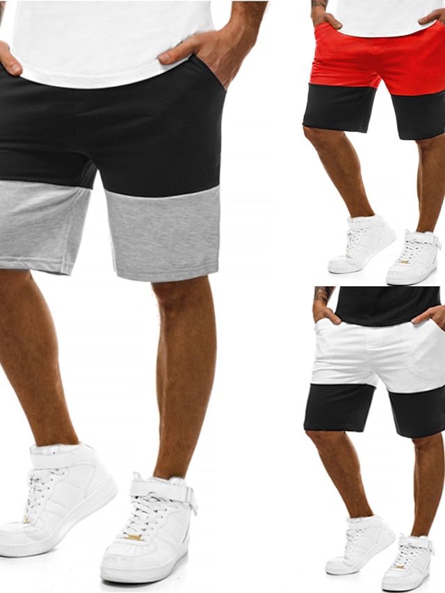  Hombre Pantalones de Deporte Básico Medio Primavera verano Azul Piscina Blanco Negro Negro-Rojo