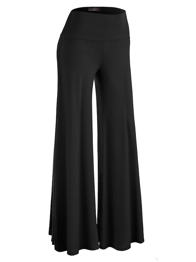  Women's Basic Essential Yoga Culottes Wide Leg Palazzo Slacks Full Length Pants Sports Outdoor Daily Stretchy Solid Color High Waist Slim Sapphire Wine Pink Green White S M L XL XXL