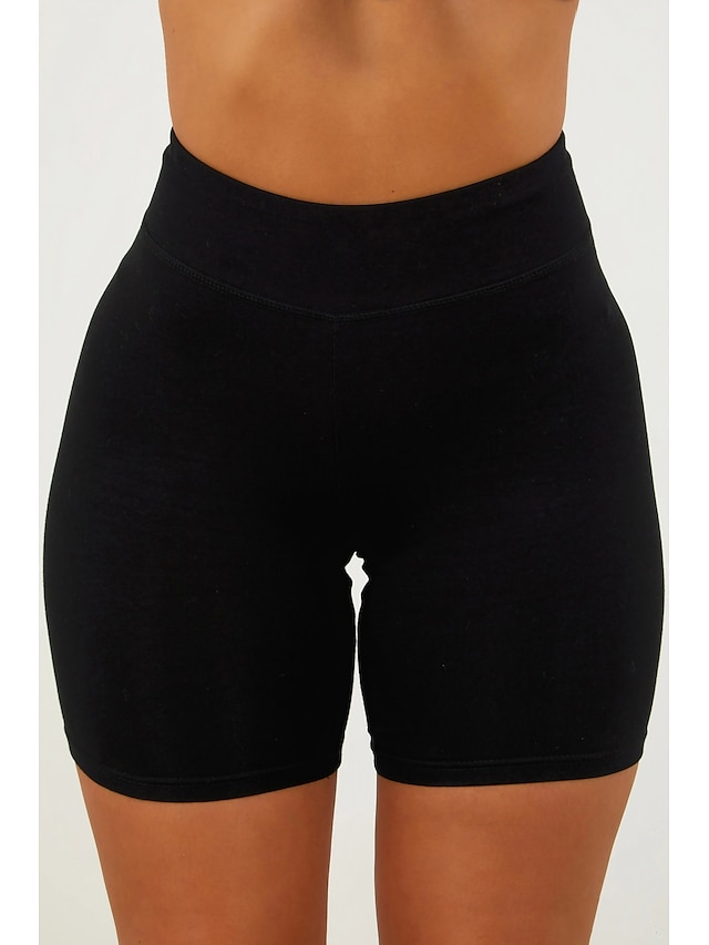  Women's Shorts Normal Milk Fiber Solid Color Black White Workout Mid Waist Short Daily Weekend Spring & Summer