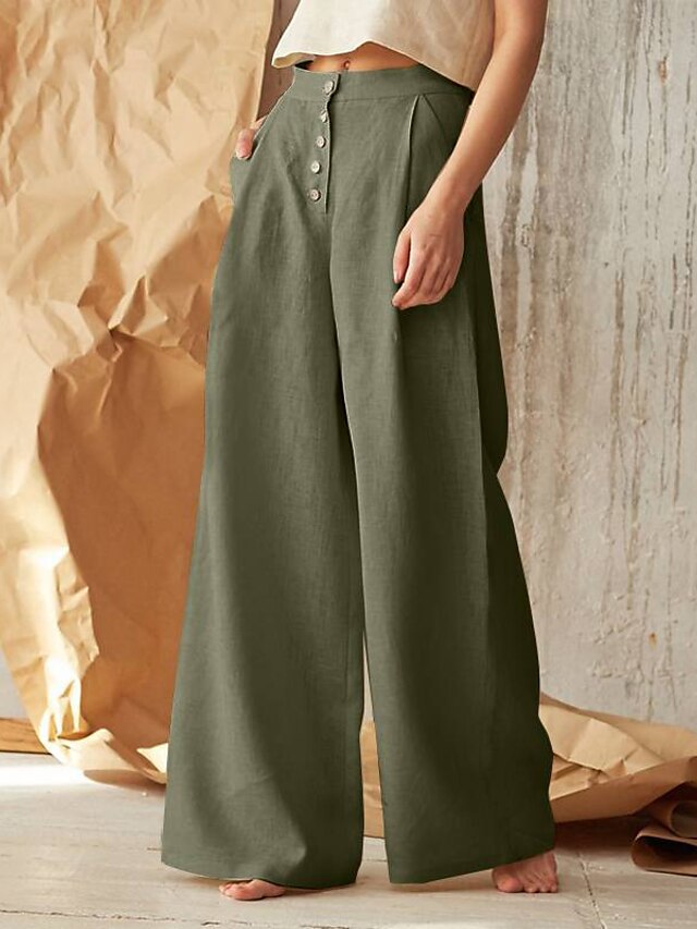  Women's Fashion Casual Wide Leg Culottes in Faux Linen