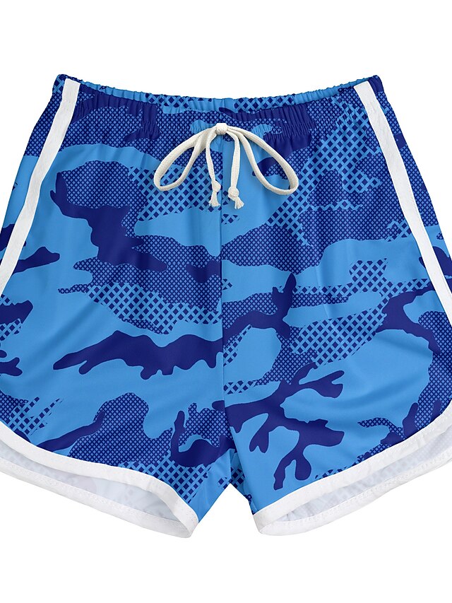  Infantil Para Meninos One Piece Shorts de praia roupa de banho Imprimir Roupa de Banho Geométrica Azul Ativo Natação Fatos de banho 3-10 anos / Verão