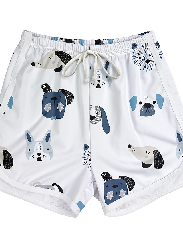  Infantil Para Meninos One Piece Shorts de praia roupa de banho Imprimir Roupa de Banho Animal Branco Ativo Natação Fatos de banho 3-10 anos / Verão