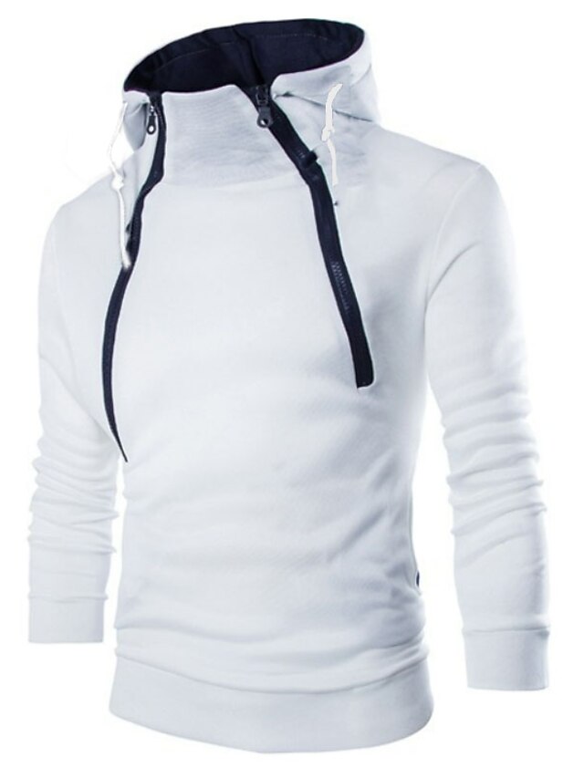  Homens Terno Camisolas e Capuz Blusão Básico Média Outono & inverno Azul marinho Branco Preto