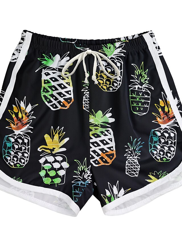  Kids Boys One Piece Beach Shorts Swimsuit Print Swimwear Fruit Black Active Swimming Bathing Suits 3-10 Years / Summer
