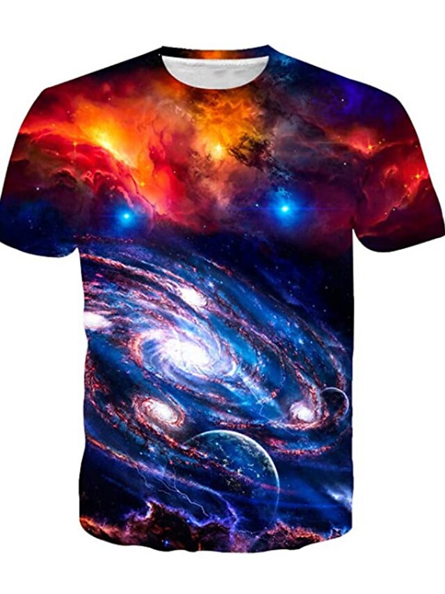  Boys 3D Galaxy T shirt Short Sleeve 3D Print Summer Spring Active Sports Fashion Polyester Kids 3-12 Years Outdoor Daily Regular Fit