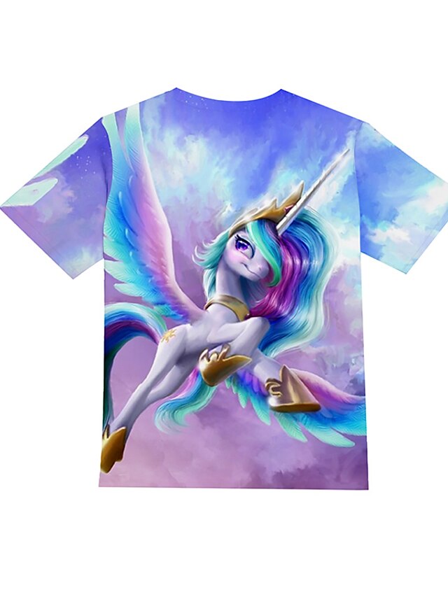  Fille 3D Animal T-shirt Tee-shirts Manche Courte 3D effet Eté Actif Polyester Enfants 4-12 ans Usage quotidien Standard