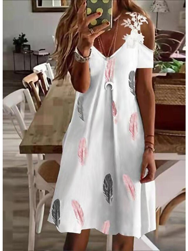  Women's Shirt Dress Off Shoulder Simple Funny Urban style Summer Party Classic Funny Daily S M L XL XXL 3XL