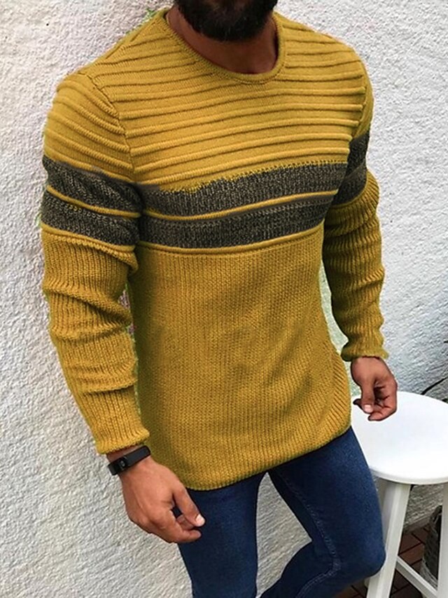  Men's Winter Pullover Sweater in Black & Yellow