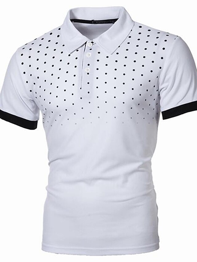  Men's Collar Polo Shirt Golf Shirt Tennis Shirt Collar Graphic Polka Dot White Black Blue Wine Orange Short Sleeve Plus Size Print Daily Work Tops Basic Streetwear / golf shirts