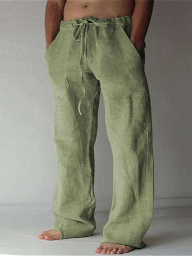  Men's Summer Baggy Linen Pants Beach & Yoga Wear