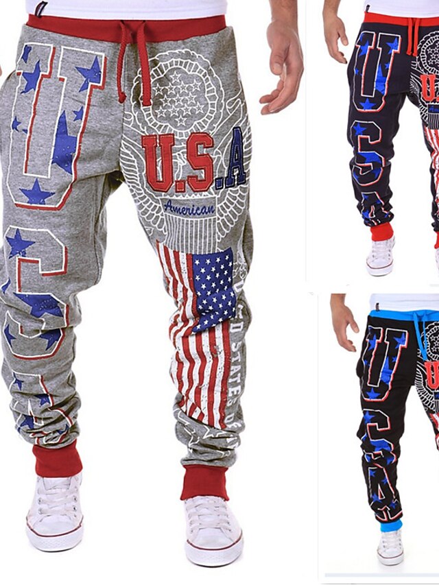  Men's Basic Weekend Sweatpants with National Flag Design