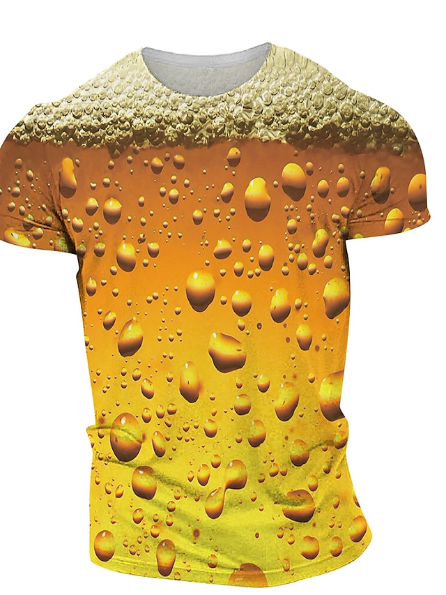  Herre Unisex T-shirt T-Shirts Grafisk Boble Øl Rund hals Gul Rød Lilla Grøn 3D-udskrivning Daglig Weekend Kortærmet Trykt mønster Tøj Gade Basale