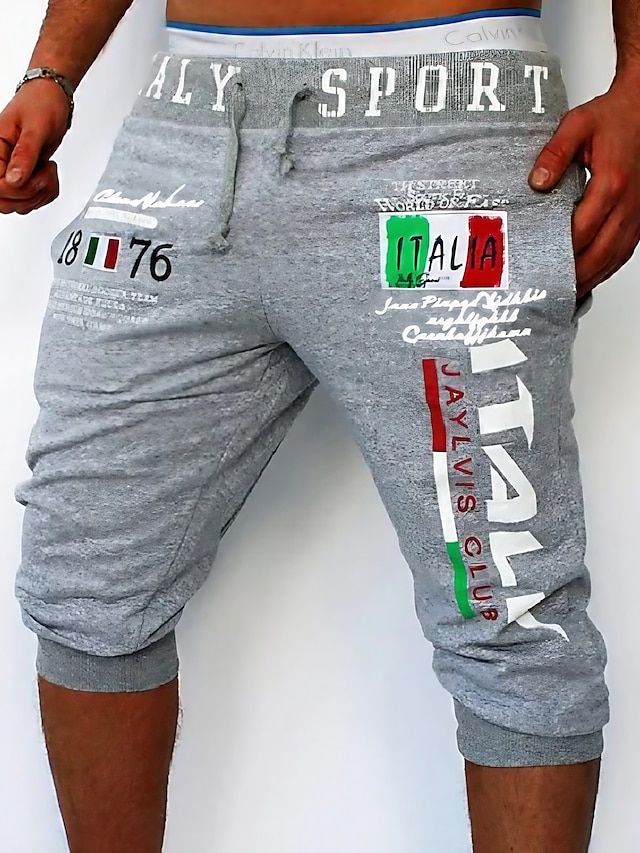  Homme Pantalon athlétique Joggings Pantalons Capri Cordon Imprimer Lettre Sport extérieur Fin de semaine Vêtement de rue mode Noir Blanche Micro-élastique