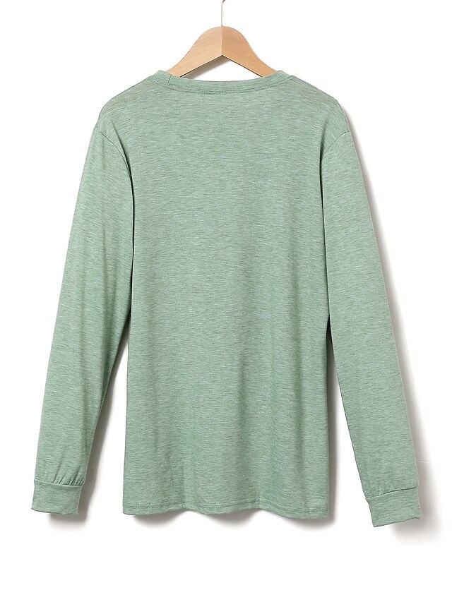  Damen T Shirt Grün Purpur Rosa Tasche Glatt Täglich Wochenende Langarm Rundhalsausschnitt Basic Standard S