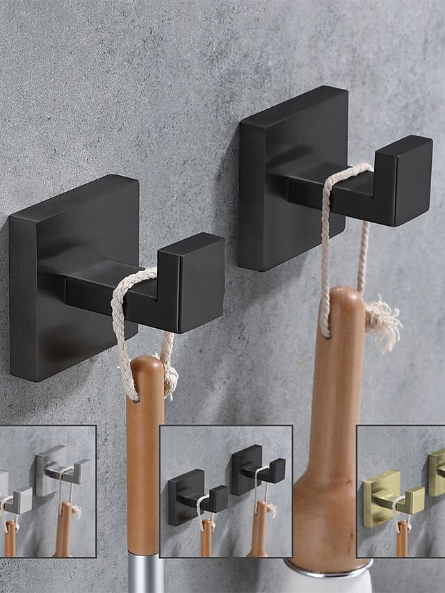  gancho para roupão de banho de latão sólido gancho interno criativo contemporâneo gancho para roupão de aço inoxidável 2pcs para banheiro de parede