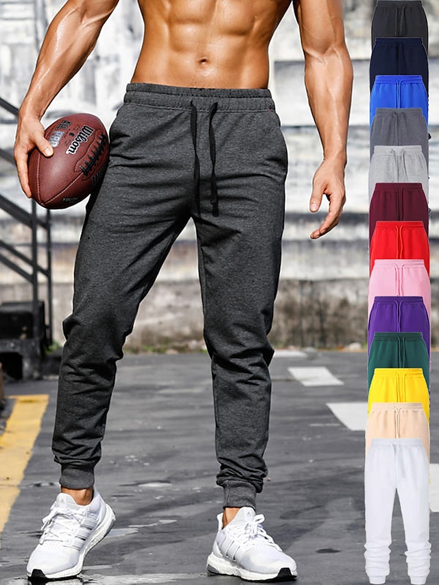 Men's Casual Sweatpants Joggers Bottoms Cotton Drawstring Pocket Fitness Gym Workout Performance Running Training Normal Breathable Soft Sweat wicking Sport Solid Colored Black Dark Gray Light Gray