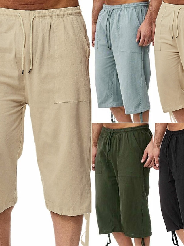  Hombre pantalones cortos capri Básico Medio Primavera verano Verde Trébol Negro Azul Piscina Caqui