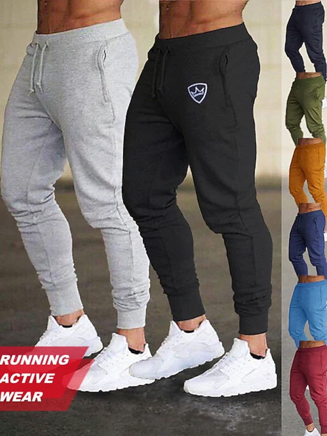  Men's Solid Colored Activewear Joggers Breathable Athletic