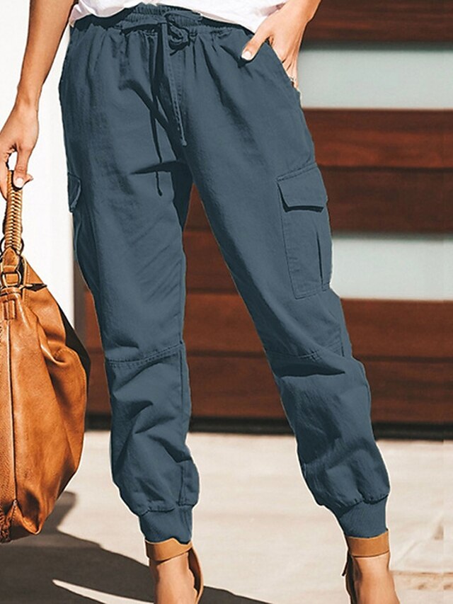  Cuffed Cargo Pants for Women Mid Waist Micro Elastic