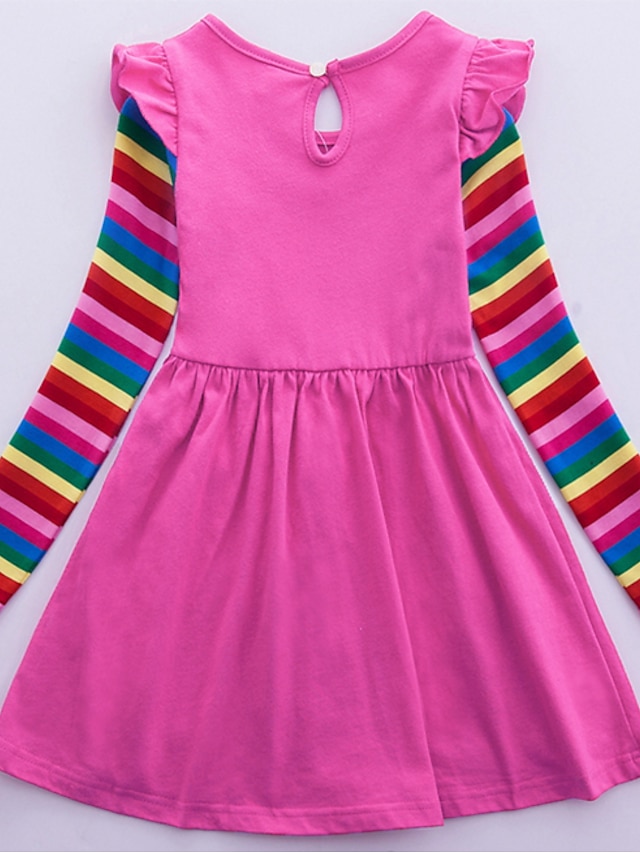  Girls' Unicorn Rainbow Tee Dress Cotton 2-8 Years