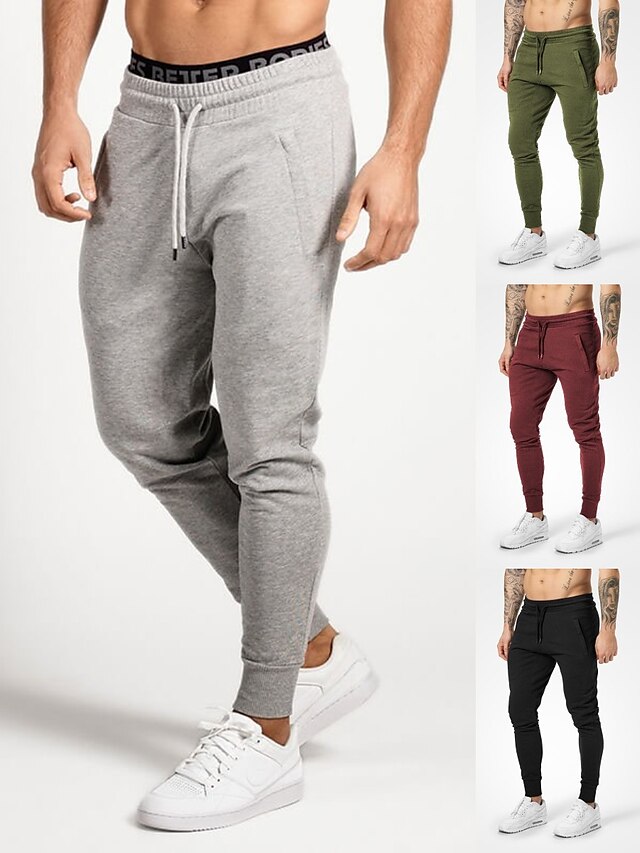  Men's Athleisure Sweatpants Joggers Track Pants Bottoms Cotton Side Pockets Drawstring Fitness Gym Workout Performance Running Training Winter Normal Breathable Quick Dry Soft Sport Solid Colored