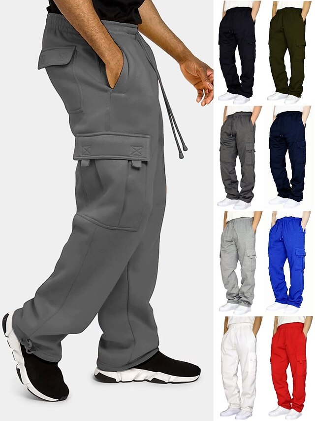  Men's Joggers Cargo Pants Bottoms Street Athleisure Summer Breathable Soft Sweat wicking Fitness Gym Workout Running Loose Fit Sportswear Activewear Solid Colored Dark Grey Black White