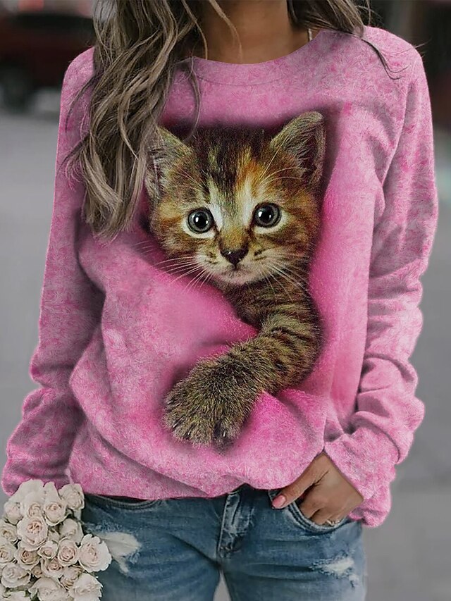  Pink Cat Plus Size Women's Sweatshirt