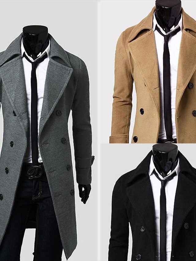  Homme Manteau d'hiver Caban Entreprise Casual Hiver Polyester Chaud Coupe-vent Vêtements d'extérieur Vêtement Tenue Entreprise Classique