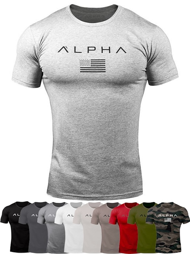  Men's Athletic Cotton Workout Shirt Short Sleeve