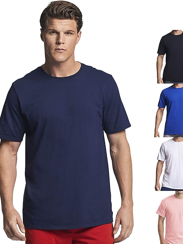  Herre T-shirt Fugttransporterende skjorter Rund hals Vanlig ikke-udskrivning Afslappet Kortærmet Tøj 100 % bomuld Basale