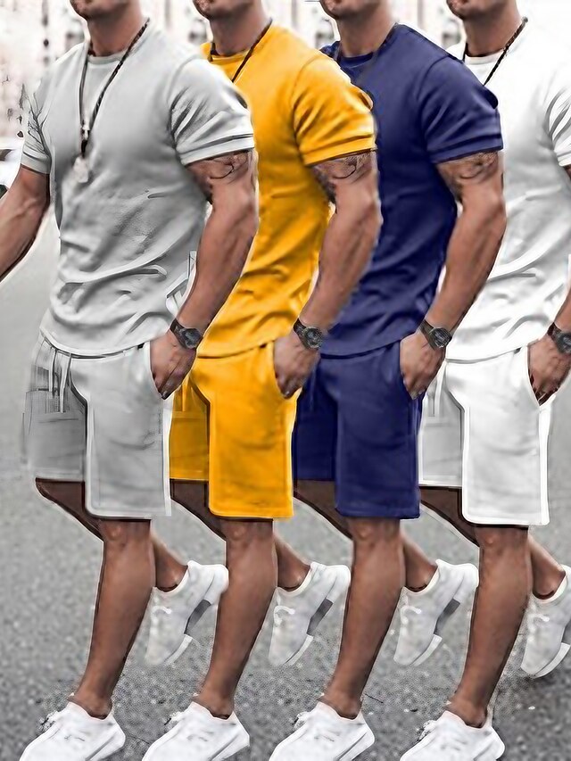  Men's Solid Color Daily Weekend Sporty Drawstring Tops Sporty Casual / Sporty White Blue Yellow / Mid Waist