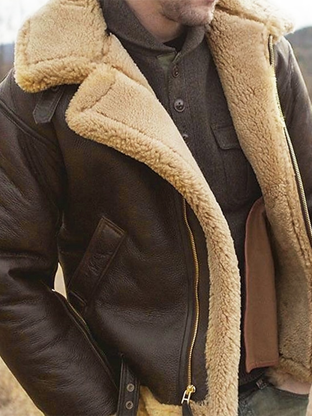  Men's Casual Streetwear Shearling Winter Coat
