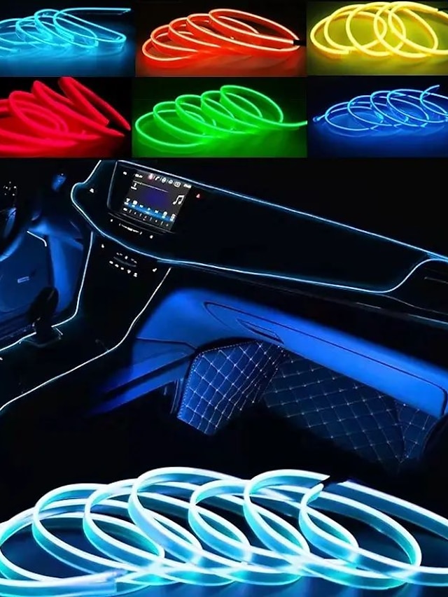  3M Tiras LED Flexibles 1 LED EL 8mm 1 juego Blanco Rojo Azul Adecuadas para Vehículos Tiras de luces LED Tiktok 12 V