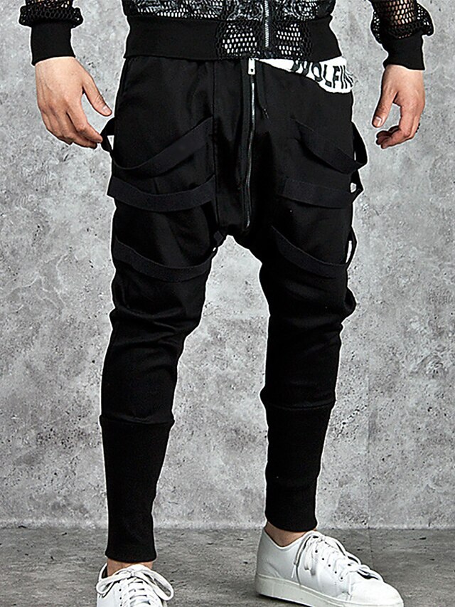  Men's Active Streetwear Jogger Sweatpants Full Length Pants Micro-elastic Sports Weekend Solid Colored Loose Black M L XL XXL 3XL