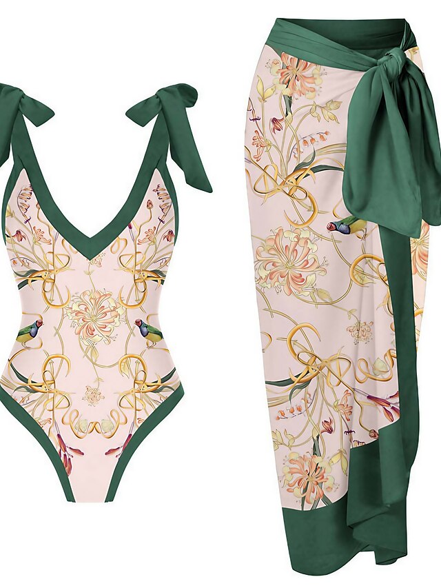  Damen Badeanzug Tankini 2 Stück Normal Bademode 2 teilig Print Blumen Sommer Badeanzüge