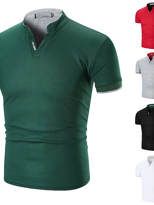  Hombre POLO Camiseta de golf Casual Diario Cuello Escote Chino Manga Corta Básico Color sólido Sencillo Verano Ajustado Negro Blanco Rojo Verde Trébol Gris POLO