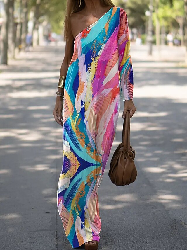  Women's Floral Geometric Maxi Dress for Outdoor Holidays