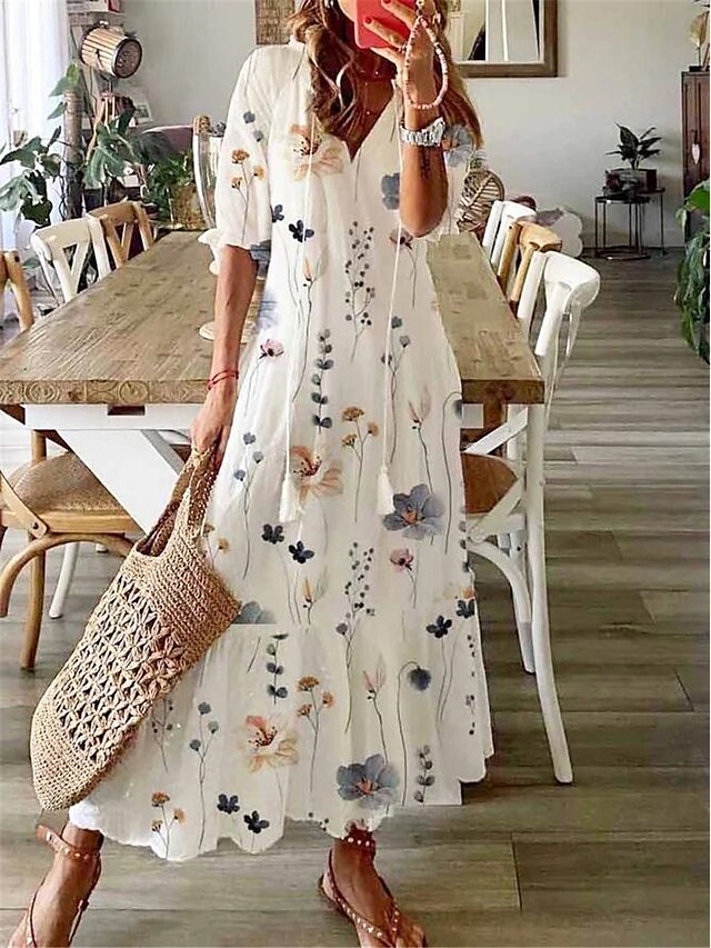  Floral Print Women's Maxi Dress for Summer