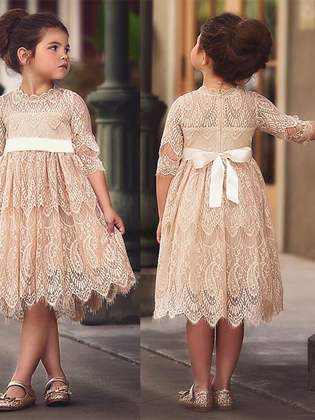  Elegant Lace Tulle Princess Dress for Little Girls