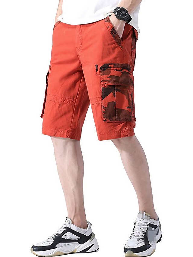  Per uomo Pantaloncini modello cargo Bermuda Tinta unica Camouflage con tasca laterale Multi tasca Tasca con patta 100% cotone Per uscire Abbigliamento di strada Di tendenza Pantaloncini modello cargo