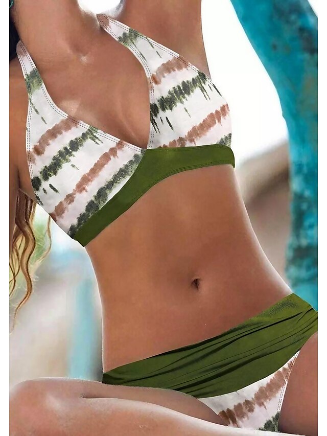  Dame Normal Badetøj Bikini Shorts badedragt 2 stk Printer Batikfarvet Strand Tøj Efterår Badedragter