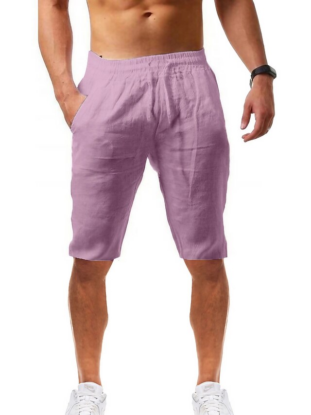  Men's Casual Daily Linen Cotton Blend Shorts