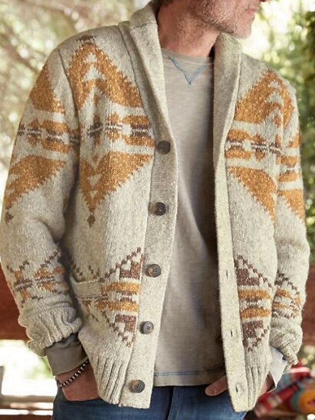  Men's Vintage Knit Cardigan for Daily Wear
