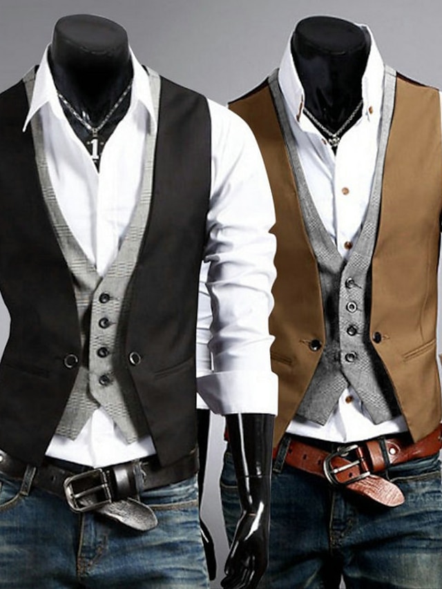  Men's Formal s Cotton Polyester Slim Vest