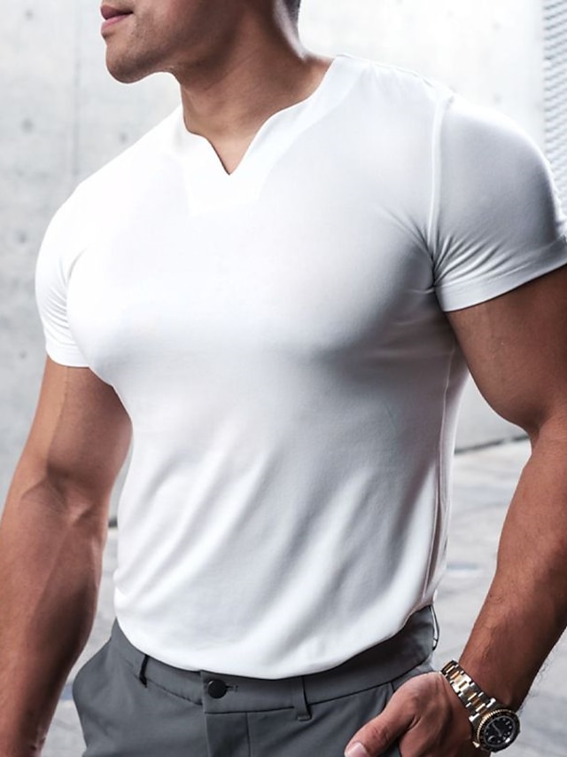 Men's Basic V Neck Short Sleeve Tee Shirt