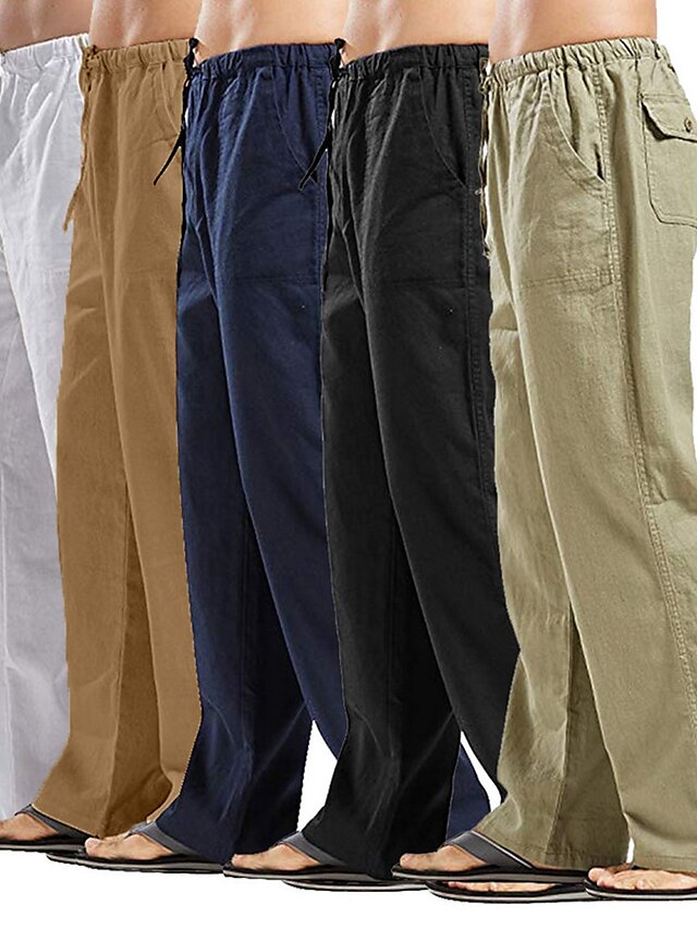  Men's Casual Sporty Linen Cotton Summer Trousers