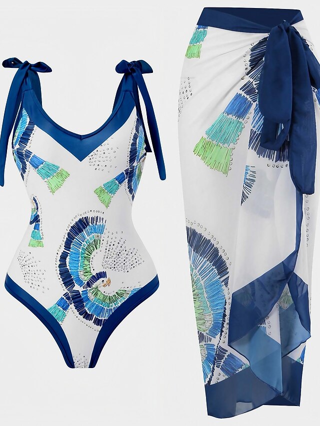  Damen Badeanzug Tankini 2 Stück Normal Bademode 2 teilig Print Graphic Sommer Badeanzüge