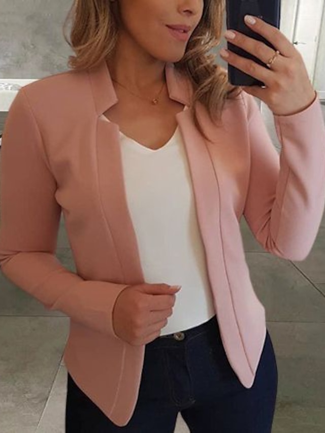  'Women's Classic Solid Blazer for Business Pink'