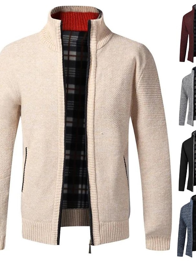  Men's Casual Winter Fleece Sweater Jacket Zipper Pocket