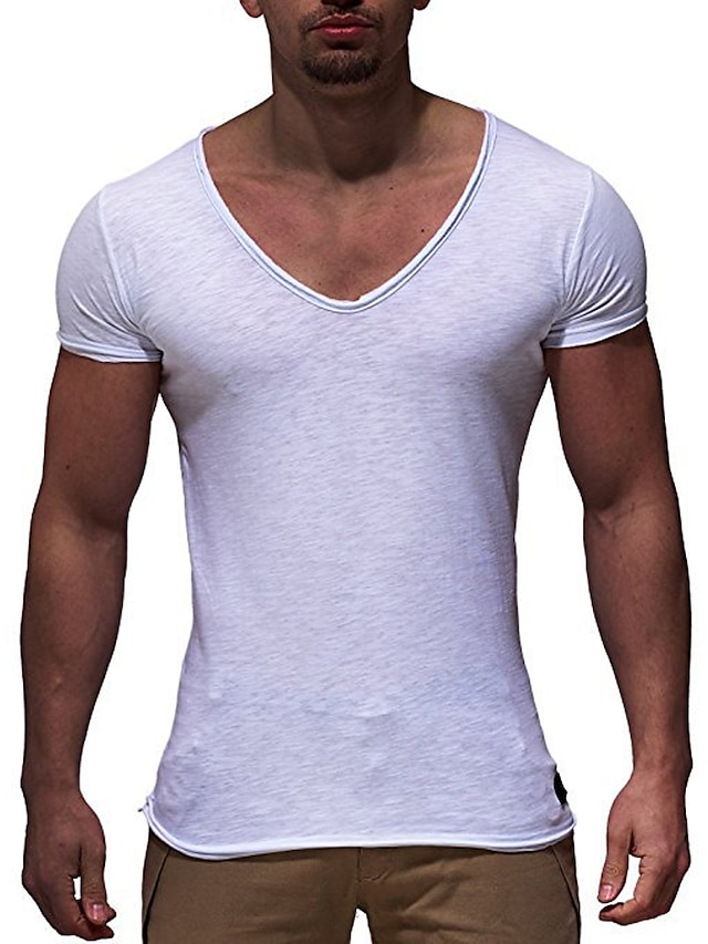  Herre T-shirt T-Shirts Rund hals Vanlig Fitness Træningscenter Kortærmet Tøj Gade Sportstøj Kontor Basale